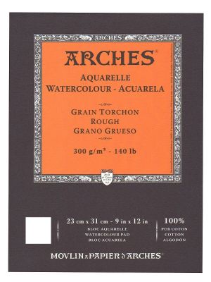 Papier aquarelle Arches, 22 x 30 140lb/300gr grain torchon (Rough) par