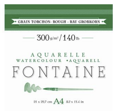 A4 FONTAINE Aquarelle 300g/m² Grain Torchon - Les papiers de Lucas