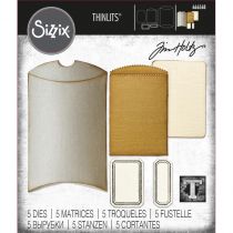 Sizzix Thinlits 5 Dies By Tim Holtz Vault Pillow Box + Bag