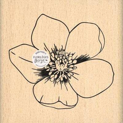 Tampon bois Cintre fleuri 6 x 8 - Scrapmalin