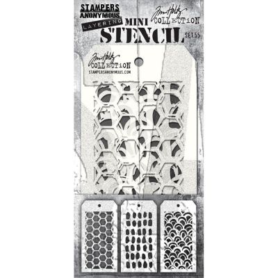 Tim Holtz Mini Layered Stencil Set 3/Pkg-Set #20 - 653341052612